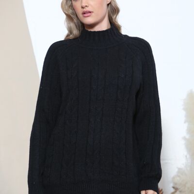 Pull en maille col montant noir