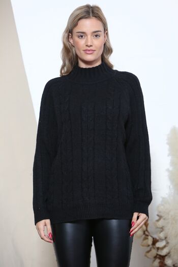 Pull en maille col montant noir 4