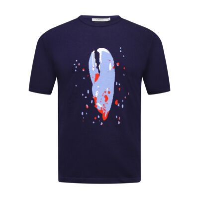 T-shirt girocollo a intarsio con artigli di aragosta blu navy
