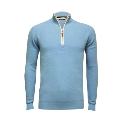 Col Quart Zip Cachemire Verbier Bleu Glacier