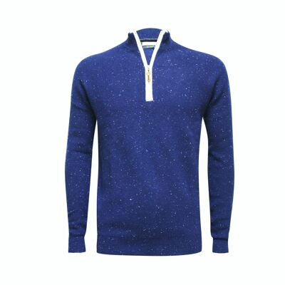 Cashmere Quarter Zip Neck Verbier Maritime Donegal