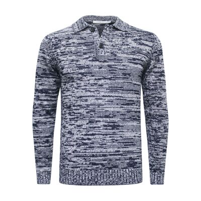 Kaschmirpullover Rollkragen schwerer Jersey Melange Navy Grey Stelvio