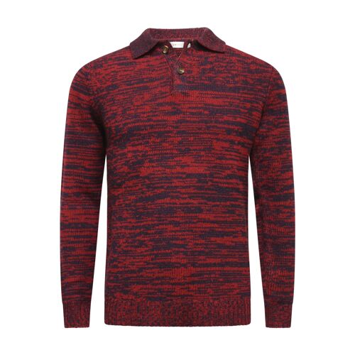 Cashmere Sweater Polo Neck heavy Jersey Melange Red Navy Stelvio