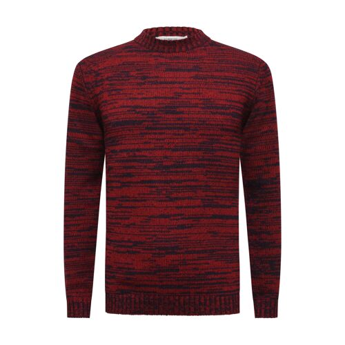 Cashmere Sweater Melange Crew Neck Red Navy Chaux