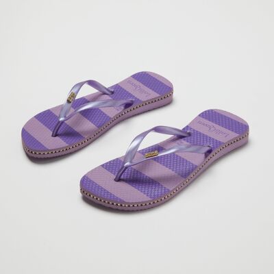 Purple stripe flip flops