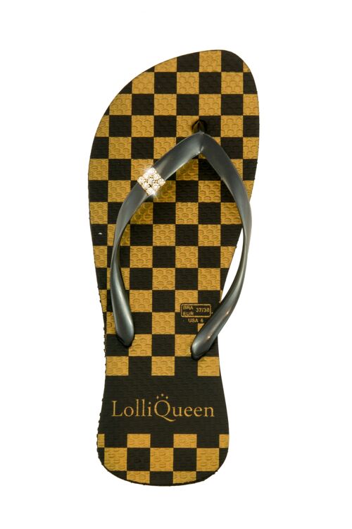 Checkmate gold strass Flip flops