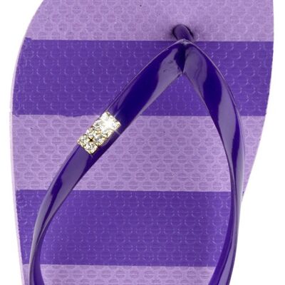 Tongs strass rayures violettes