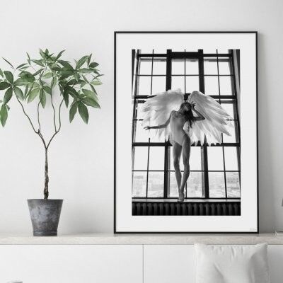 Poster, Angel in window - 13x18 cm