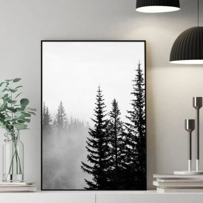 Poster, Misty tree tops - 13x18 cm