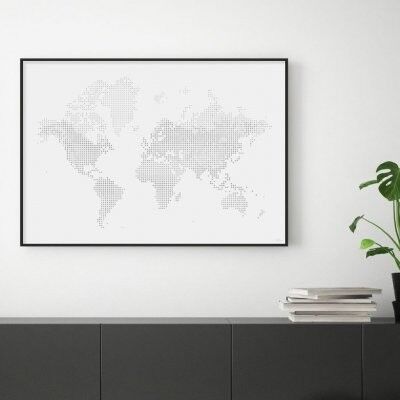 Poster, World Map Dots - 18x24 cm
