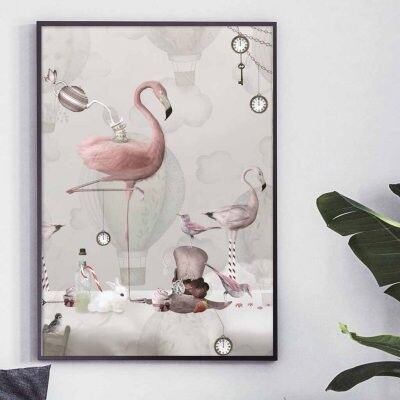 Poster, Flamingo tea - 18x24 cm
