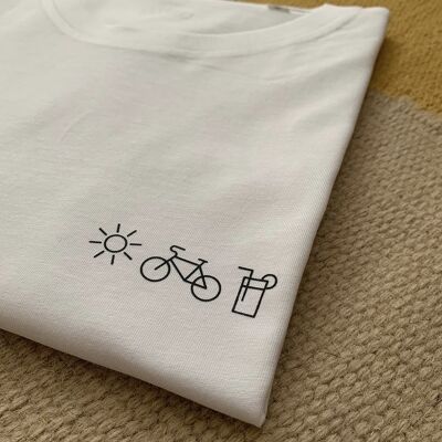 Tres tipos de sol, bicicleta y refrescos