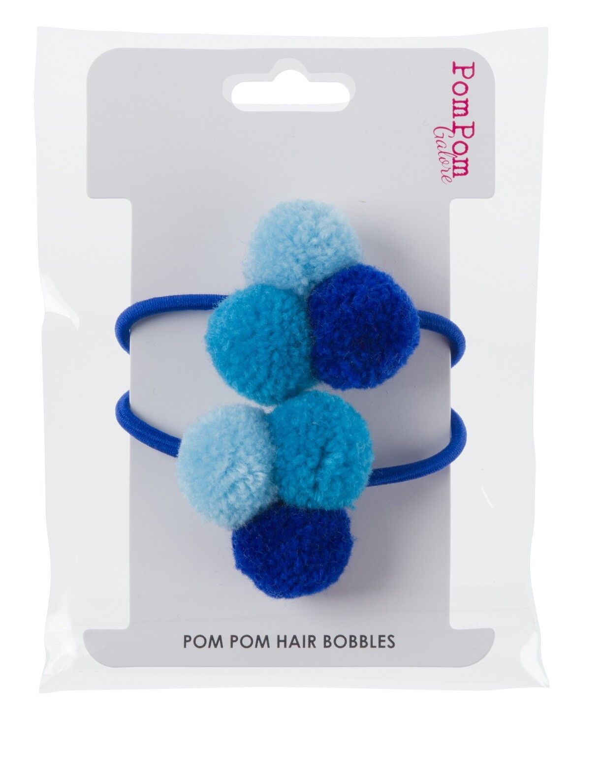 Blaue Mini-Pom-Pom-Haargummis