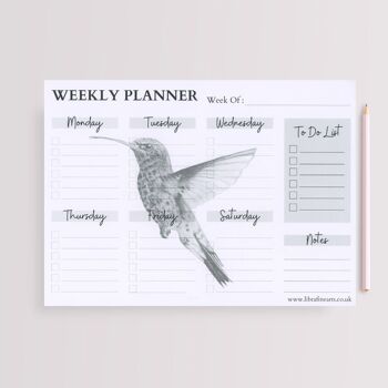 Adhara le colibri A4 Agenda de bureau hebdomadaire | Planificateur hebdomadaire Pad - Planificateur d'horaire hebdomadaire - Desk To Do Pad - Organisateur personnel - Bloc-notes 2
