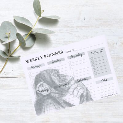 Planner settimanale da scrivania A4 scimpanzé | Planner settimanale – Planner settimanale – Desk To Do Pad – Organizer personale – Blocco note