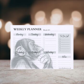 Bloc-notes de bureau hebdomadaire A4 Chimpanzé | Planificateur hebdomadaire Pad - Planificateur d'horaire hebdomadaire - Desk To Do Pad - Organisateur personnel - Bloc-notes 3
