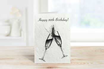 Joyeux 80e anniversaire Plantable Seeded Eco Carte de vœux 1