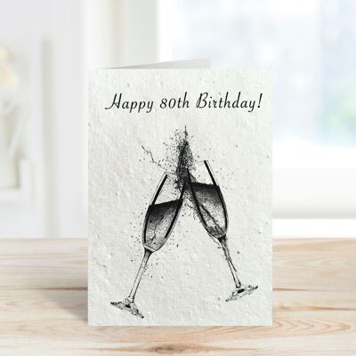 Happy 80th Birthday Plantable Seeded Eco Greeting Card
