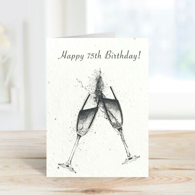 Happy 75th Birthday Plantable Seeded Eco Greeting Card