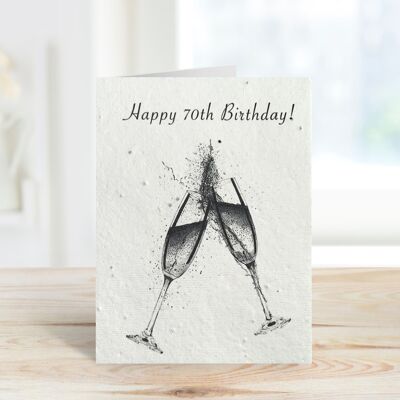 Happy 70th Birthday Plantable Seeded Eco Greeting Card