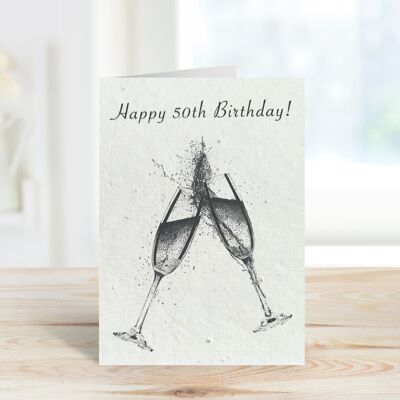 Happy 50th Birthday Plantable Seeded Eco Greeting Card