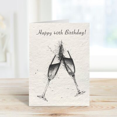 Happy 40th Birthday Plantable Seeded Eco Greeting Card