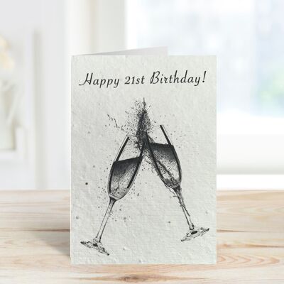 Joyeux 21e anniversaire Plantable Seeded Eco Carte de vœux