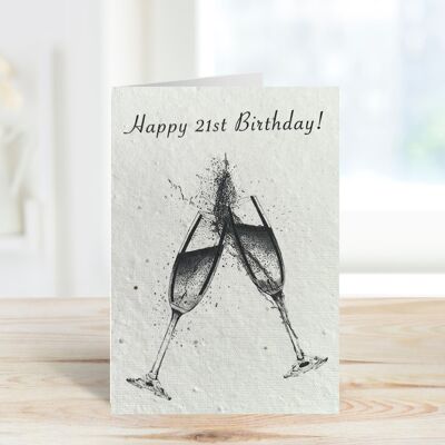 Happy 21st Birthday Plantable Seeded Eco Greeting Card