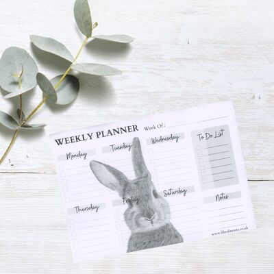Bellatrix the Bunny A4 Weekly Desk Planner Pad | Weekly Planner Pad - Weekly Schedule Planner - Desk To Do Pad - Personal Organiser - Notepad