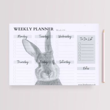 Bellatrix le lapin A4 Agenda de bureau hebdomadaire | Planificateur hebdomadaire Pad - Planificateur d'horaire hebdomadaire - Desk To Do Pad - Organisateur personnel - Bloc-notes 2