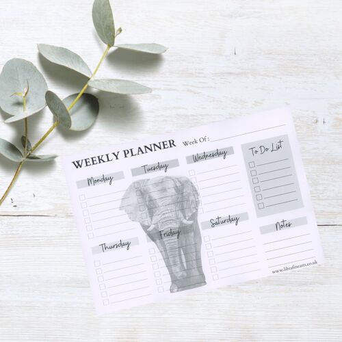 Atik the Elephant A4 Weekly Desk Planner Pad | Weekly Planner Pad - Weekly Schedule Planner - Desk To Do Pad - Personal Organiser - Notepad