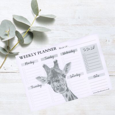 Agenda semanal Maya la jirafa A4 | Bloc de planificador semanal - Planificador de horario semanal - Bloc de tareas de escritorio - Organizador personal - Bloc de notas