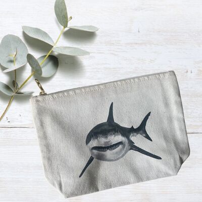 Vega the Shark Cotton Lined Mini Pouch Zip Bag