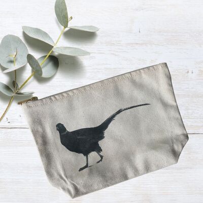 Cetus the Pheasant Cotton Lined Mini Pouch Zip Bag