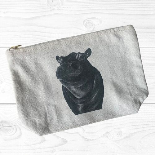 Carina the Hippo Cotton Lined Mini Pouch Zip Bag