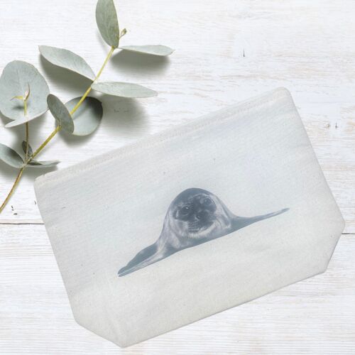 Ara the Seal Cotton Lined Mini Pouch Zip Bag