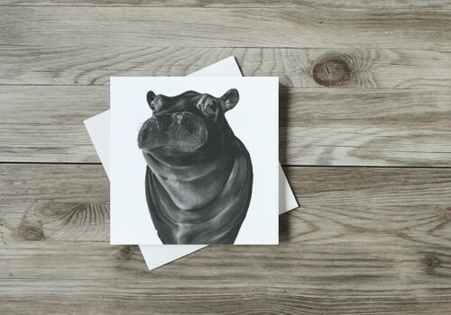 Carina the Hippo Greeting Card - Single Card