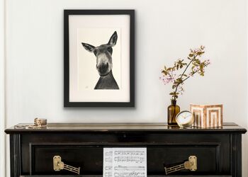 Sirus The Donkey Fine Art Print - Wall Decor - Hand Drawn - Mounted Giclèe Print 5