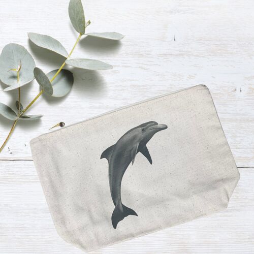 Aries the Dolphin Cotton Lined Mini Pouch Zip Bag