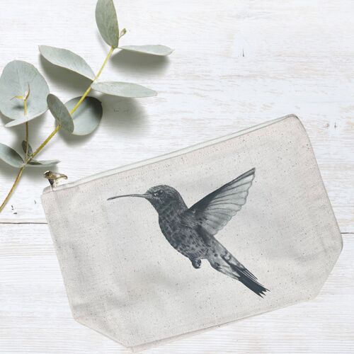Adhara the Hummingbird Cotton Lined Mini Pouch Zip Bag