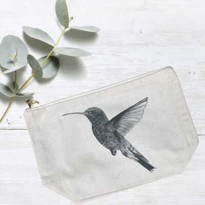 Mini pochette zippée Adhara le colibri doublée de coton