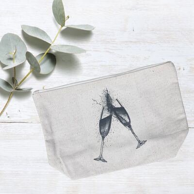 Champagne Celebration Cotton Lined Mini Pouch Zip Bag