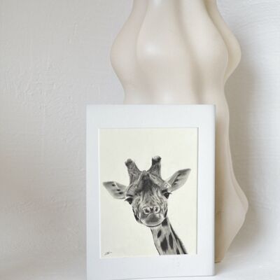 Maya the Giraffe Fine Art Print - Wall Decor - Hand Drawn - Giclée Print Mounted