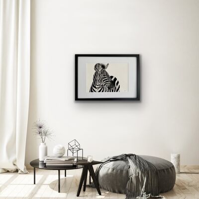 Capella das Zebra Fine Art Print – Wanddekoration – handgezeichnet – montierter Giclèe-Druck