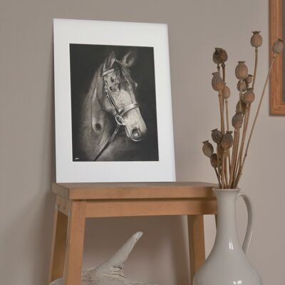 Cheval imprimé à la main - Giclée Mounted Print