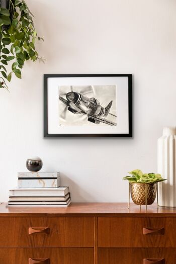 Flying Spitfire Fine Art Print - Wall Decor - Hand Drawn - Mounted Giclèe Print 4