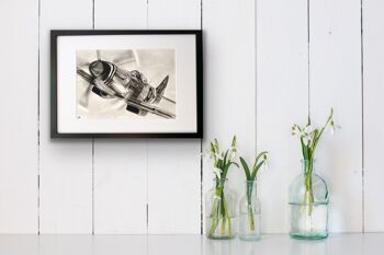 Flying Spitfire Fine Art Print - Wall Decor - Hand Drawn - Mounted Giclèe Print 9