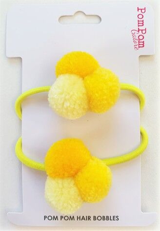 Gelbe Mini-Pom-Pom-Haargummis