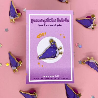 Pumpkin Birb Pin | Hard Enamel Pin | Cute Halloween Pin | Pigeon Enamel Pin | Bird Pin Set Badge | Cute Gold Pin | Mini Enamel Pin