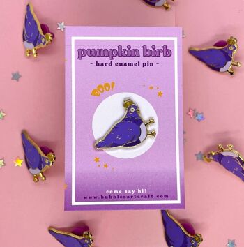 Épingle Birb Citrouille | Broche en émail dur | Épingle mignonne d'Halloween | Épingle en émail Pigeon | Insigne d'ensemble d'épingles d'oiseau | Épingle en or mignonne | Mini broche en émail 1